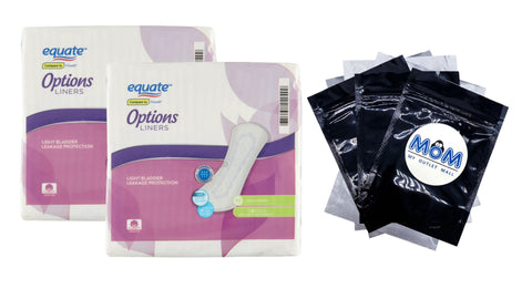 Options Liners, Long Length, Very Light Absorbency, 2 pack, 48 count per pack, plus 3 My Outlet Mall Resealable Storage Pouches