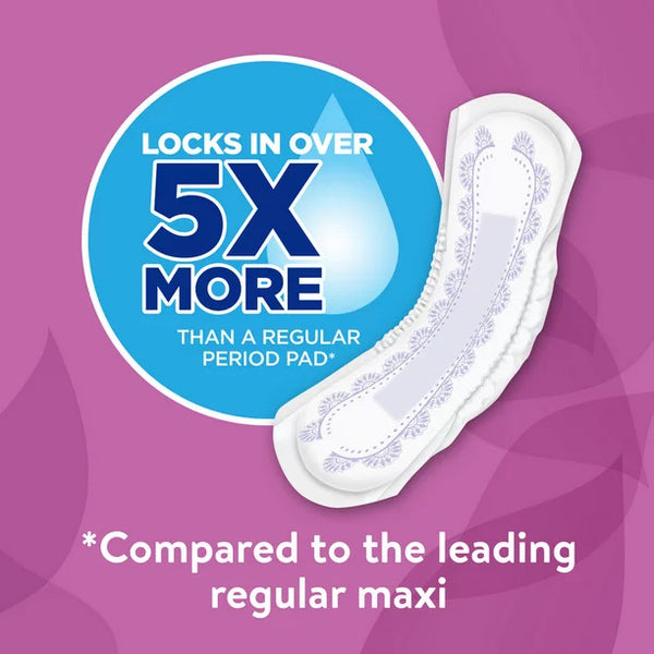 Options Women's Incontinence Pads, Maximum Absorbency, Long Length, 1 pack, 72 count, plus 3 My Outlet Mall Resealable Storage Pouches