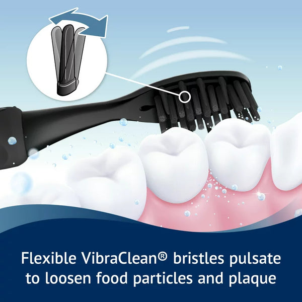 Polaris Deep Cleaning VibraClean Toothbrush with Charcoal Bristles, Deep Cleaning Soft Bristles, 1 pack, 2 count, plus 3 My Outlet Mall Resealable Storage Pouches