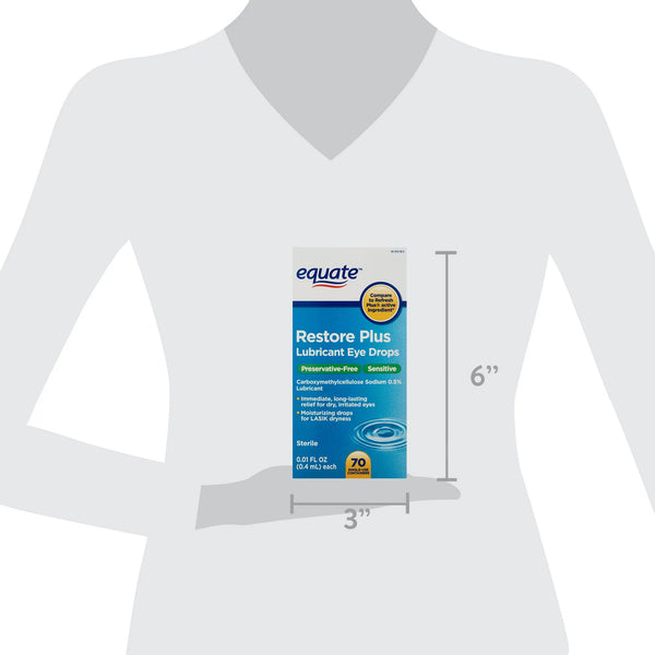 Restore Plus Carboxymethylcellulose Sodium Lubricant Eye Drops - 3 packs - 70 Count - plus 3 My Outlet Mall Resealable Storage Pouches