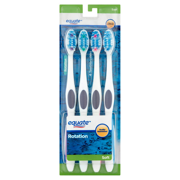 Rotation Manual Soft Toothbrush with Tongue and Cheek Cleaner, 2 pack, 4 count per pack, plus 3 My Outlet Mall Resealable Storage Pouches