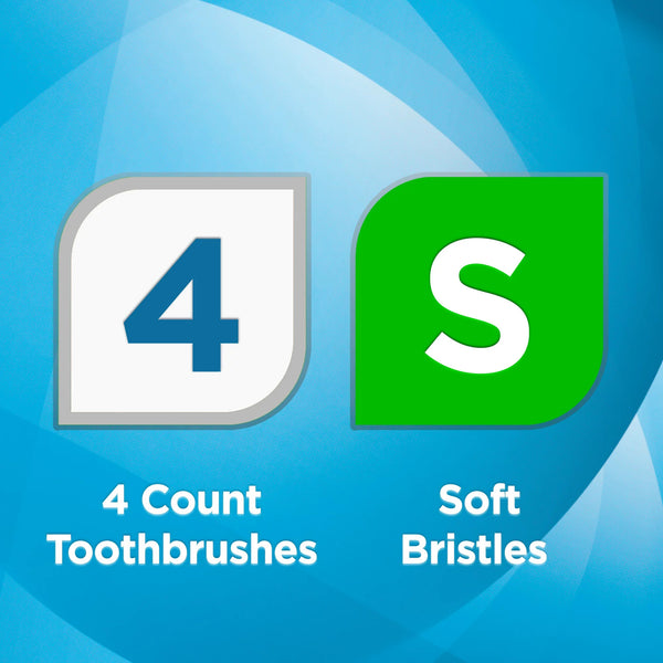 Rotation Manual Soft Toothbrush with Tongue and Cheek Cleaner, 2 pack, 4 count per pack, plus 3 My Outlet Mall Resealable Storage Pouches