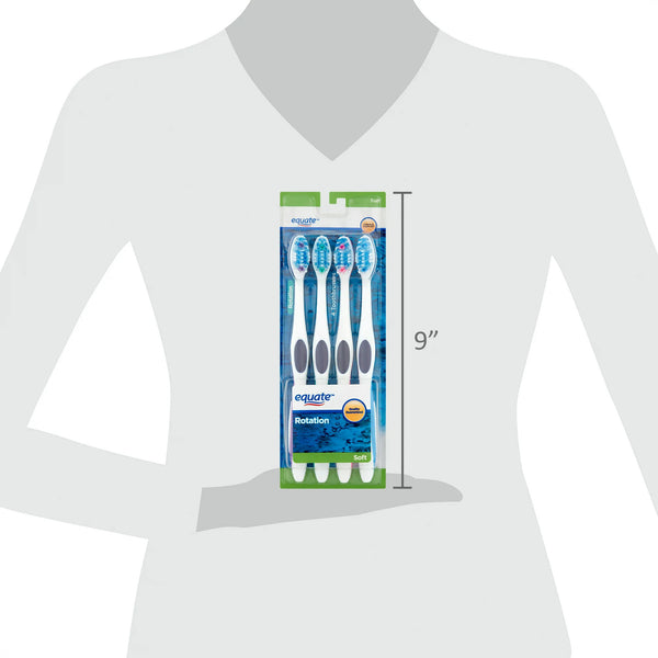Rotation Manual Soft Toothbrush with Tongue and Cheek Cleaner, 2 pack, 4 count per pack, plus 3 My Outlet Mall Resealable Storage Pouches