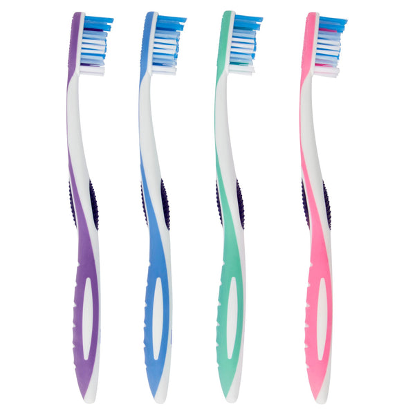 Rotation Manual Soft Toothbrush with Tongue and Cheek Cleaner, 2 pack, 4 count per pack, plus 3 My Outlet Mall Resealable Storage Pouches