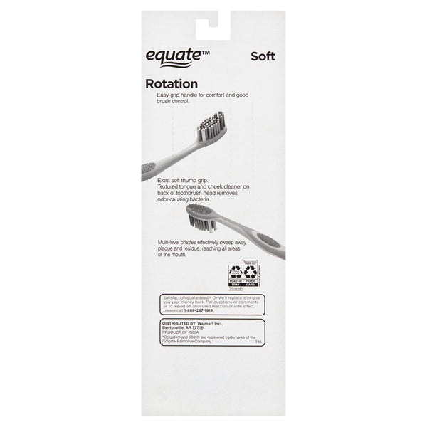 Rotation Manual Soft Toothbrush with Tongue and Cheek Cleaner, 2 pack, 4 count per pack, plus 3 My Outlet Mall Resealable Storage Pouches