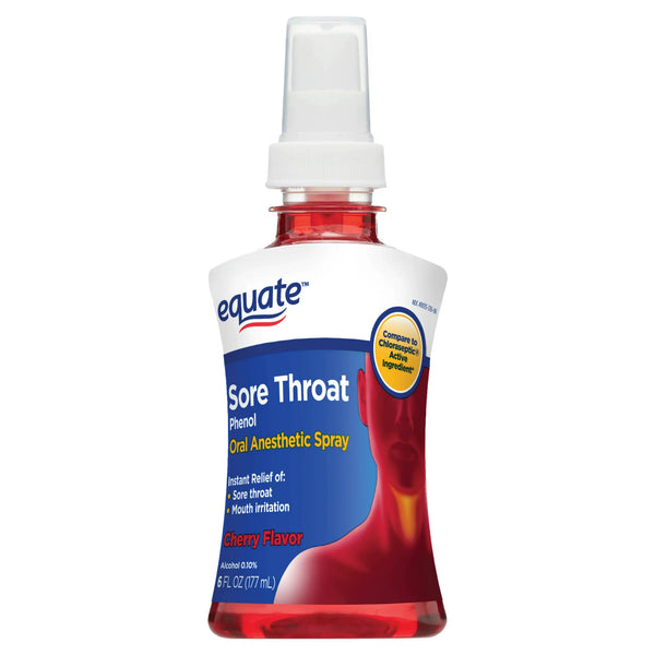 Sore Throat Oral Anesthetic Spray, Cherry Flavor, 2 pack, 6fl oz per pack, plus 3 My Outlet Mall Resealable Storage Pouches