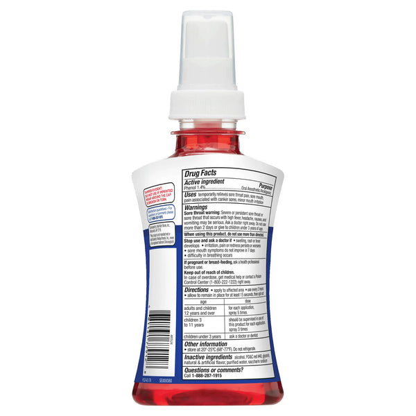 Sore Throat Oral Anesthetic Spray, Cherry Flavor, 2 pack, 6fl oz per pack, plus 3 My Outlet Mall Resealable Storage Pouches