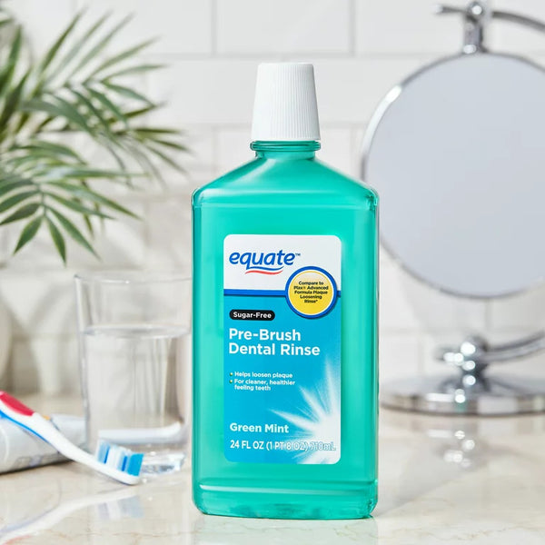 Sugar-Free Pre-Brush Dental Rinse, Green Mint, 2 pack, 24fl oz per pack, plus 3 My Outlet Mall Resealable Storage Pouches