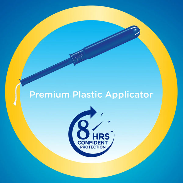 Tampons with Plastic Applicators, Unscented, Regular - 1 pack - 40 count - plus 3 My Outlet Mall Resealable Storage Pouches