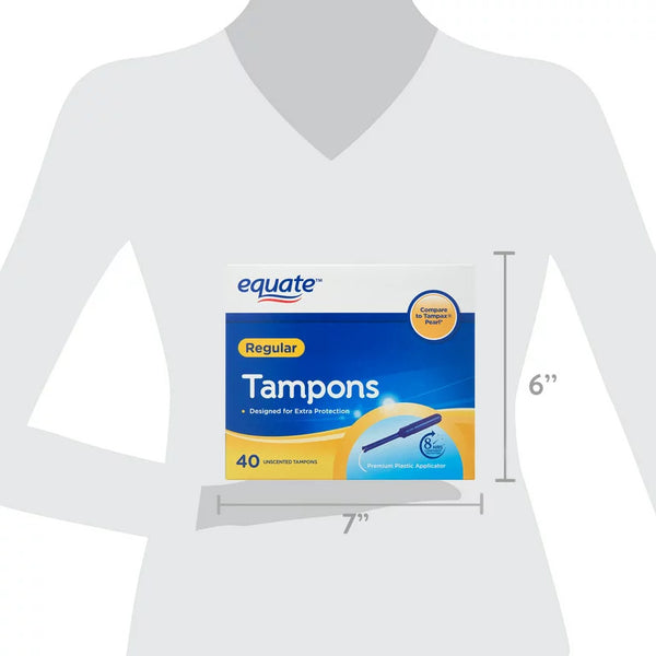 Tampons with Plastic Applicators, Unscented, Regular - 1 pack - 40 count - plus 3 My Outlet Mall Resealable Storage Pouches