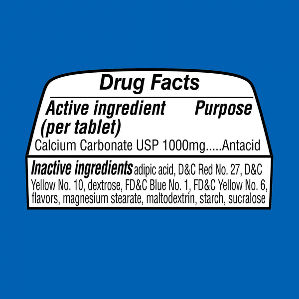 Ultra Strength Antacid Chewable Fruit Tablets 1000mg, 2 pack, 72 count per pack, plus 3 My Outlet Mall Resealable Storage Pouches