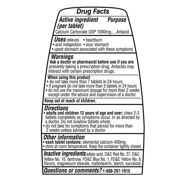 Ultra Strength Antacid Chewable Fruit Tablets 1000mg, 2 pack, 72 count per pack, plus 3 My Outlet Mall Resealable Storage Pouches