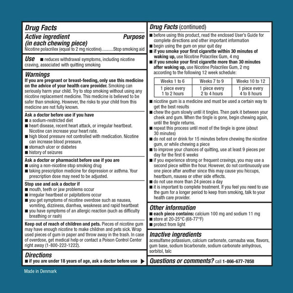 Uncoated Nicotine Polacrilex Gum 2 mg, Original Flavor, 3 pack, 220 count per pack, plus 3 My Outlet Mall Resealable Storage Pouches