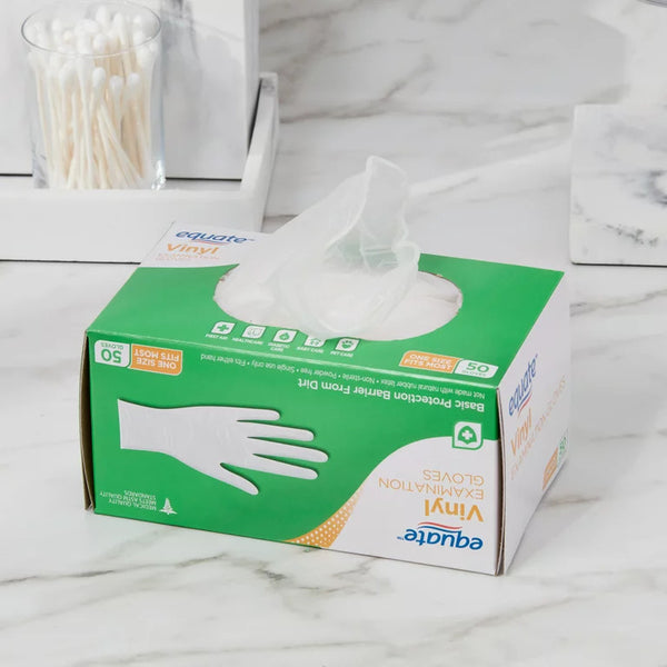 Vinyl Examination Gloves, 2 pack, 50 count per pack, plus 3 My Outlet Mall Resealable Storage Pouches