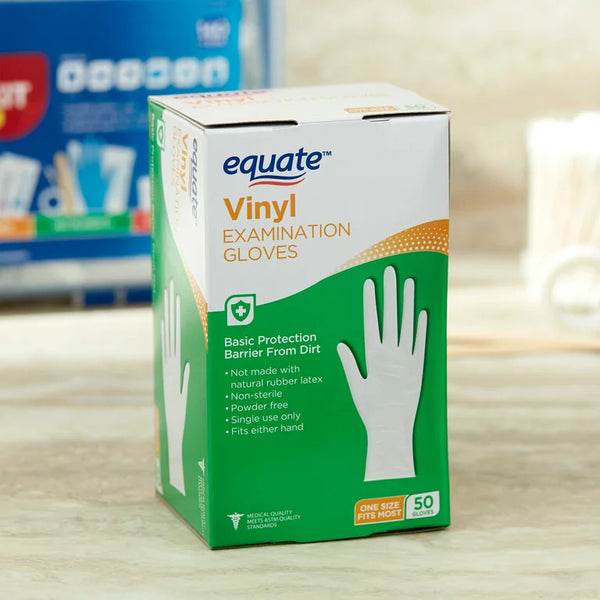Vinyl Examination Gloves, 3 pack, 50 count per pack, plus 3 My Outlet Mall Resealable Storage Pouches