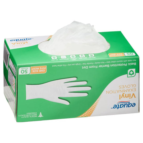 Vinyl Examination Gloves, 1 pack, 50 count, plus 3 My Outlet Mall Resealable Storage Pouches