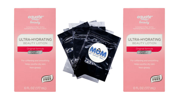Ultra-Hydrating Beauty Lotion Softening and Smoothing for Dry Skin, 2 pack, 6fl oz per pack, plus 3 My Outlet Mall Resealable Storage Pouches