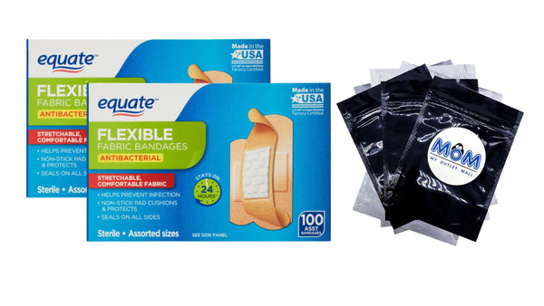 Antibacterial Flexible Fabric Bandages - 2packs - 100 count - plus 3 My Outlet Mall Resealable Storage Pouches