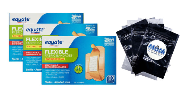 Antibacterial Flexible Fabric Bandages - 3 packs - 100 count - plus 3 My Outlet Mall Resealable Storage Pouches