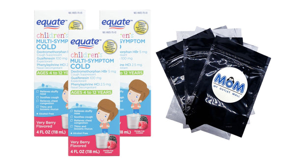 Children's Multi-Symptom Cold Liquid, Very Berry - 3 packs - 4fl oz - plus 3 My Outlet Mall Resealable Storage Pouches