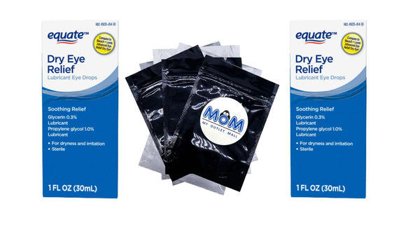 Dry Eye Relief Lubricant Eye Drops - 2 packs - 1fl oz - plus 3 My Outlet Mall Resealable Storage Pouches