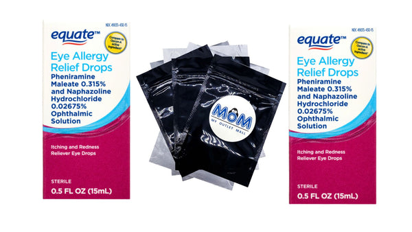 Eye Allergy Relief Antihistamine and Redness Reliever Eye Drops - 2 packs - 0.5oz - plus 3 My Outlet Mall Resealable Storage Pouches