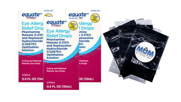 Eye Allergy Relief Antihistamine and Redness Reliever Eye Drops - 3 packs - 0.5oz - plus 3 My Outlet Mall Resealable Storage Pouches