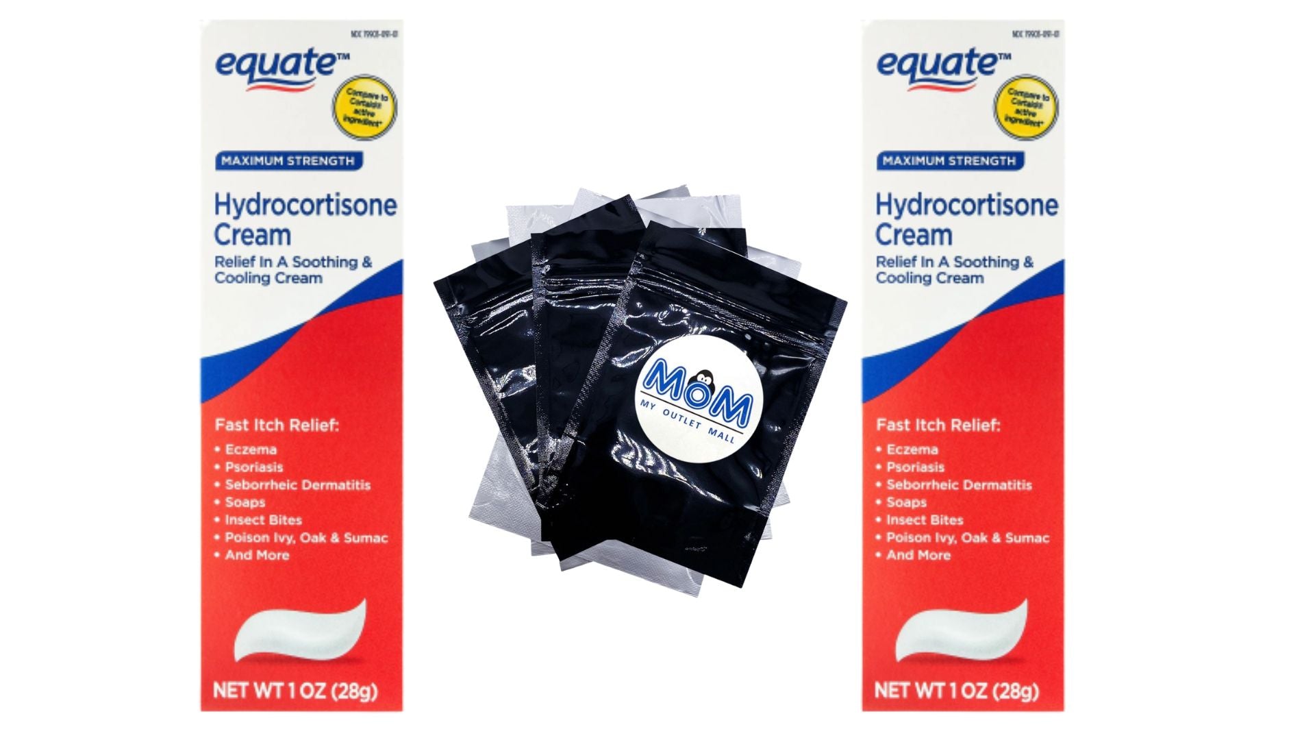 Hydrocortisone Cream - 2 pack - 1oz - plus 3 My Outlet Mall Resealable Storage Pouches