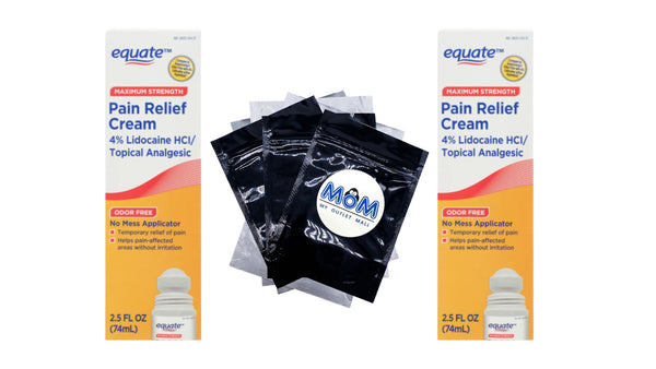 Max Strength Lidocaine Pain Relief Cream for Body Aches - 2 packs - 2.5fl oz - plus 3 My Outlet Mall Resealable Storage Pouches