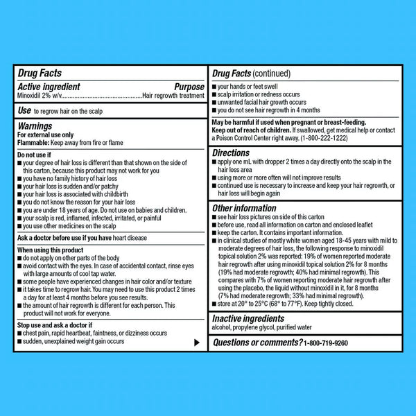 Minoxidil Topical Solution, 2 Percent, Hair Regrowth Treatment for Women, 3 Month Supply - 2 packs - 6fl oz - plus 3 My Outlet Mall Resealable Storage Pouches