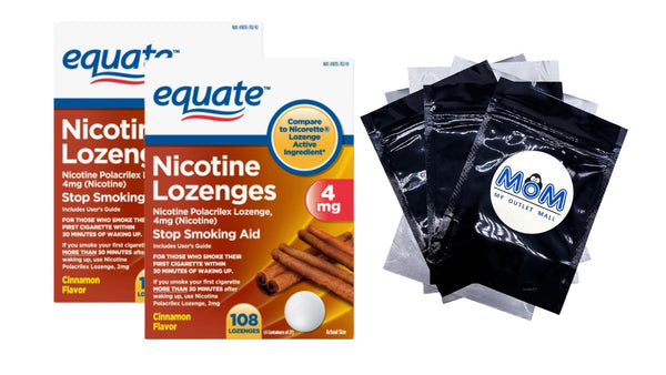 Nicotine Polacrilex Lozenge, 4 mg, Cinnamon Flavor - 2 pack - 108 count - plus 3 My Outlet Mall Resealable Storage Pouches