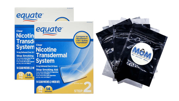 Nicotine Transdermal System Step 2 Clear Patches, 14 mg - 2 packs - 14 count - plus 3 My Outlet Mall Resealable Storage Pouches