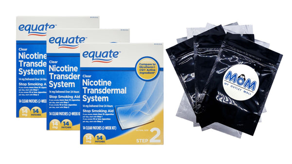Nicotine Transdermal System Step 2 Clear Patches, 14 mg - 3 packs - 14 count - plus 3 My Outlet Mall Resealable Storage Pouches