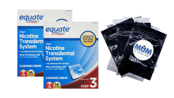 Nicotine Transdermal System Step 3 Clear Patches, 7 mg - 2 packs - 14 count - plus 3 My Outlet Mall Resealable Storage Pouches