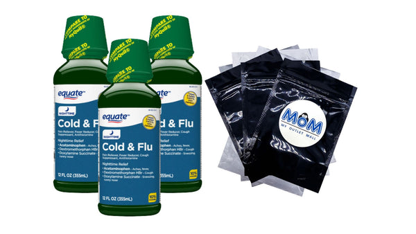 Nighttime Cold and Flu Relief, Original Flavor - 3 packs - 12fl oz - plus 3 My Outlet Mall Resealable Storage Pouches