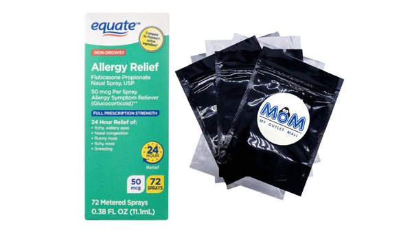 Non-Drowsy Fluticasone Propionate Allergy Relief Nasal Spray, 50 mcg - 1 pack - 72 sprays - plus 3 My Outlet Mall Resealable Storage Pouches