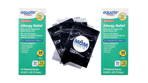 Non-Drowsy Fluticasone Propionate Allergy Relief Nasal Spray, 50 mcg - 2 packs - 72 sprays - plus 3 My Outlet Mall Resealable Storage Pouches