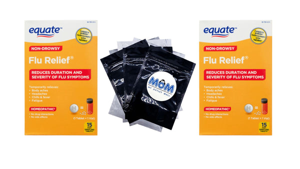 Non-Drowsy Flu Relief Fast Dissolving Tablets - 2 packs - 15 count - plus 3 My Outlet Mall Resealable Storage Pouches