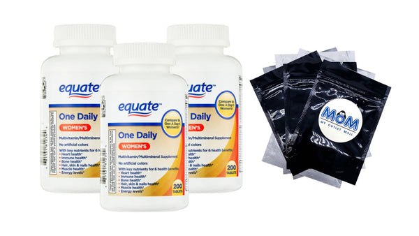 One Daily Women's Tablets Multivitamin or Multimineral Supplement - 3 packs - 200 count - plus 3 My Outlet Mall Resealable Storage Pouches
