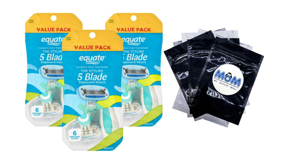 Women's Blade Disposable Razors -3 packs - 6 count - plus 3 My Outlet Mall Resealable Storage Pouches