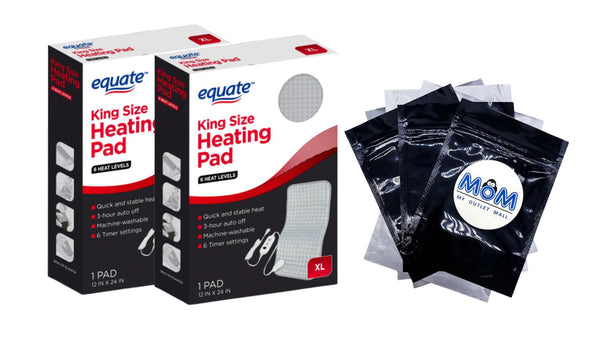 Electric Heating Pad XL, 6 Heat Settings with Auto Shut off, 12 x 24 in - 2 packs - 1 pad - plus 3 My Outlet Mall Resealable Storage Pouches