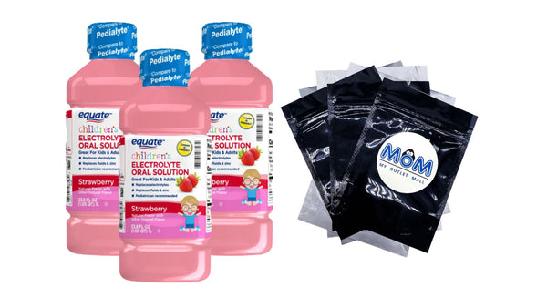 Children's Electrolyte Oral Solution, Strawberry Flavor - 3 pack - 33.8fl oz - plus 3 My Outlet Mall Resealable Storage Pouches