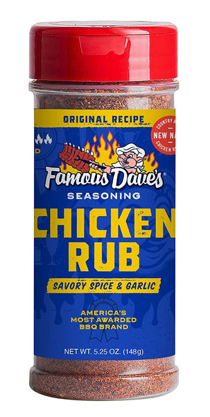 Famous Dave's  Chicken Rub Seasoning Savory Spice and Garlic ,2 packs ,5.25oz per pack - plus 3 My Outlet Mall Resealable Storage Pouches