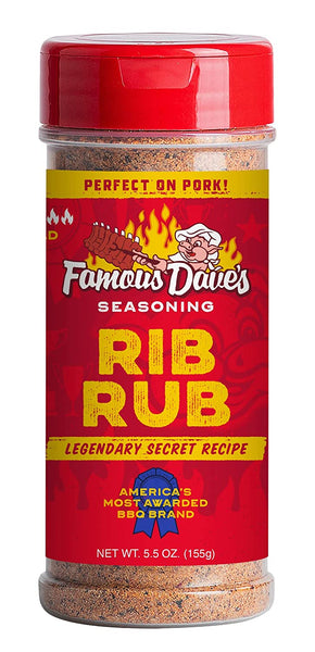 Famous Dave's  Rib Rub Pork Seasoning 2 packs 5.5oz per pack - plus 3 My Outlet Mall Resealable Storage Pouches