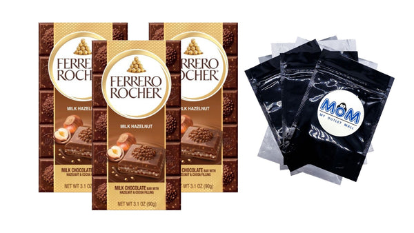 Premium Chocolate Bar, Milk Chocolate Hazelnut - 3 packs - 3.1 oz - plus 3 My Outlet Mall Resealable Storage Pouches
