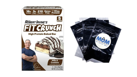 Milk and Cookies High Protein Baked Bar 16g Protein, 1 pack, 8.10 oz 5 count, plus 3 My Outlet Mall Resealable Storage Pouches