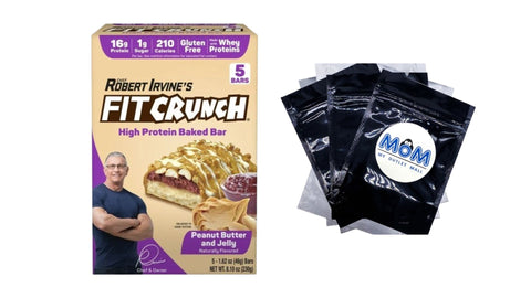 Peanut Butter and Jelly High Protein Baked Bar 16g Protein, 1 pack, 8.10 oz 5 count, plus 3 My Outlet Mall Resealable Storage Pouches