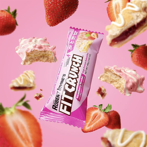 Strawberry Strudel High Protein Baked Bar 16g Protein, 3 pack, 8.10 oz 5 count, plus 3 My Outlet Mall Resealable Storage Pouches