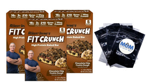 Chocolate Chip Cookie Dough High Protein Baked Bar 16g Protein - 3 packs - 8.10 oz 5 count per pack - plus 3 My Outlet Mall Resealable Storage Pouches