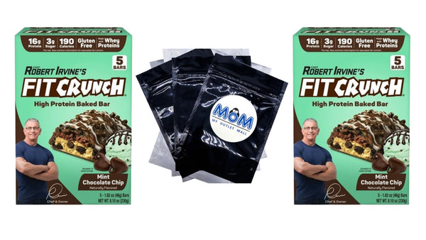 Mint Chocolate Chip High Protein Baked Bar 16g Protein - 2 packs - 8.10 oz 5 count per pack - plus 3 My Outlet Mall Resealable Storage Pouches